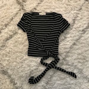 Black and White Wrap Shirt